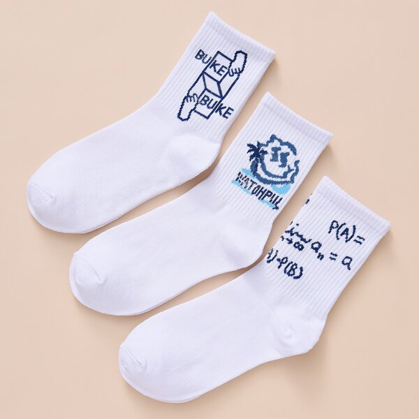 

3pairs Letter Graphic Crew Socks, Multicolor