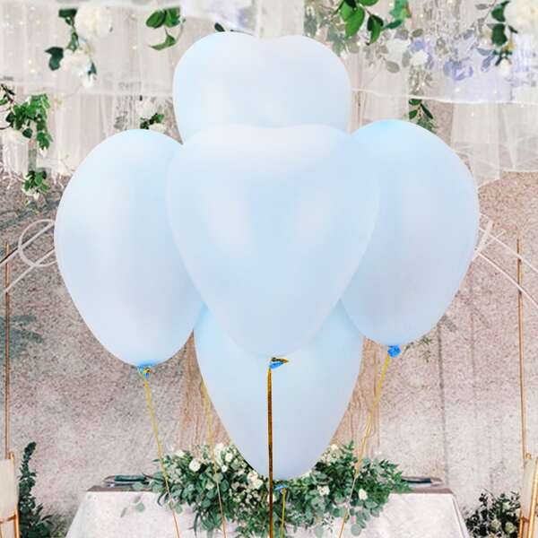 

5pcs Heart Shaped Decorative Balloon, Baby blue