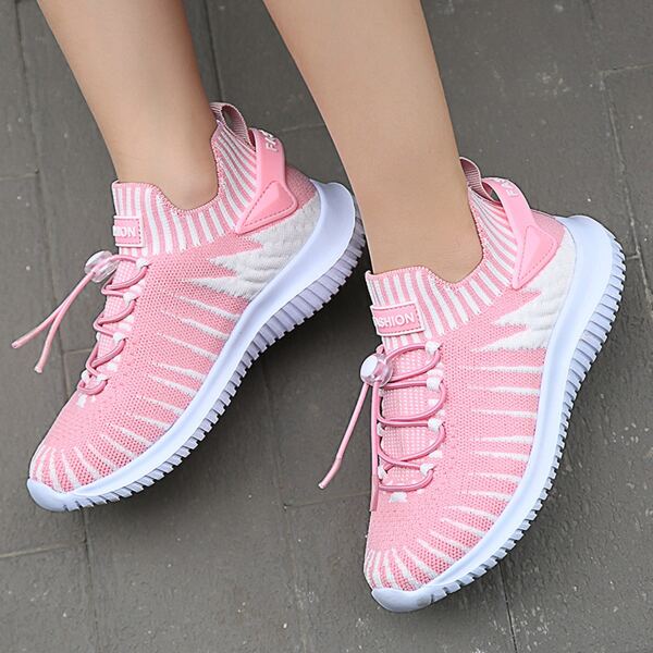 

Girls Letter Patch Lace Up Design Sneakers, Pink