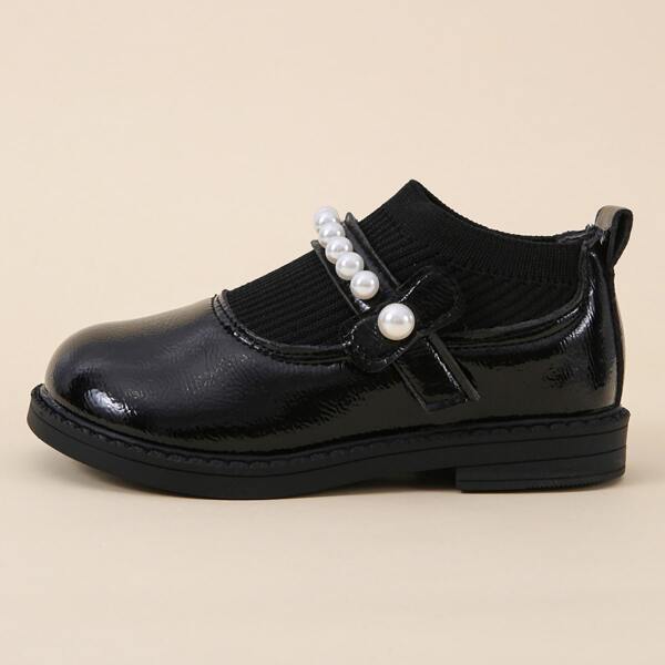 

Toddler Girls Faux Pearl Decor Flats, Black