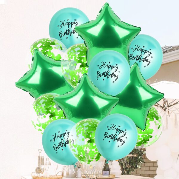 

14pcs Star Shaped Decorative Balloon, Green
