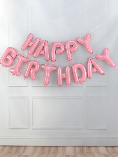 kumozawa 13/15/18pcs Pink 16 Inch Happy Birthday Balloons, Decorative Balloons, Party Balloons, Birthday Party Background Decoration Balloons, Happy Birthday Balloons
