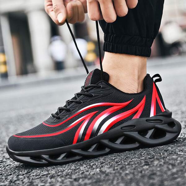 

Men Two Tone Fire Graphic Lace-up Front Sneakers, Red violet