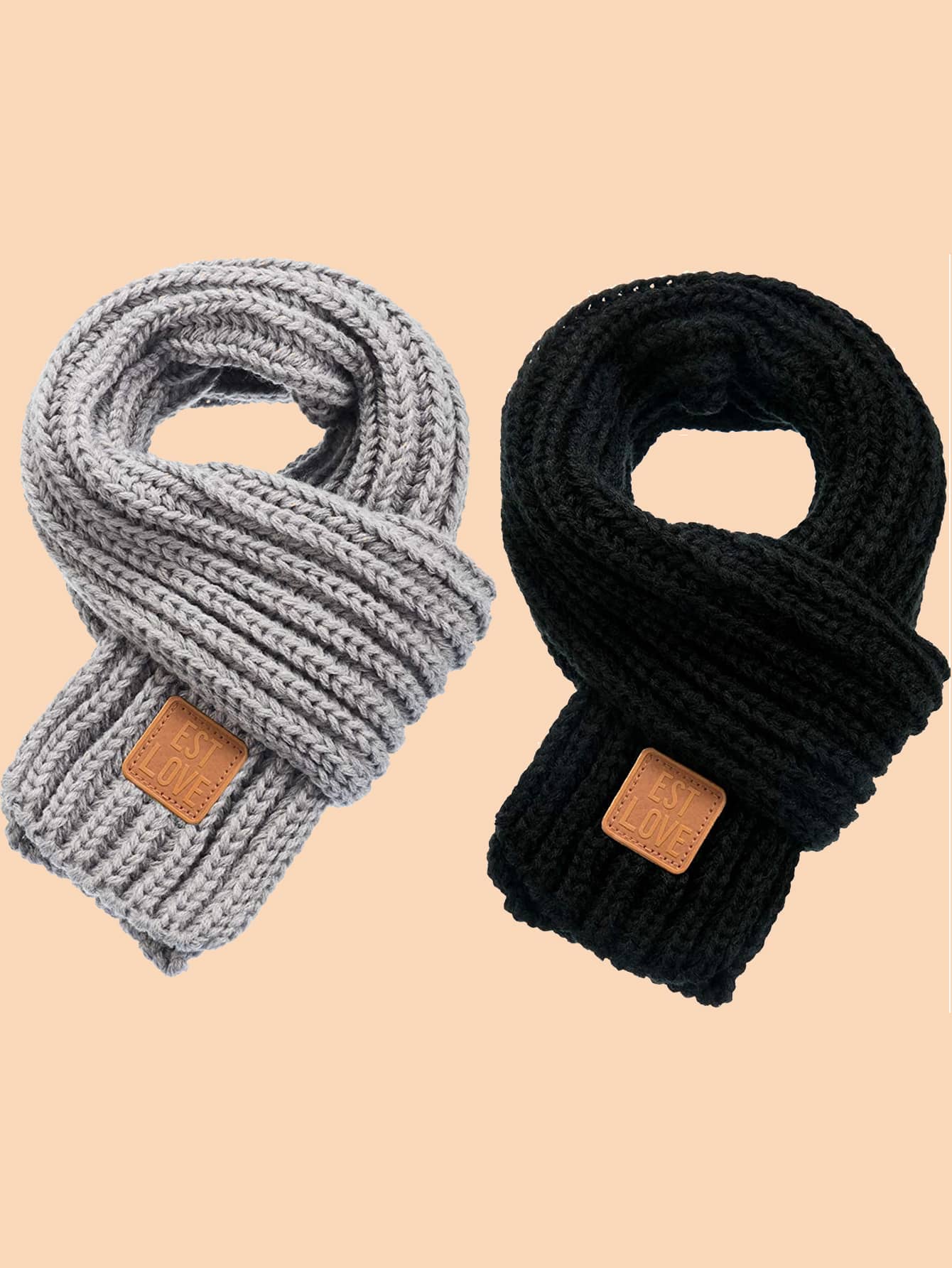 2pcs Toddler Kids Knit Scarf - Multicolor - View 1