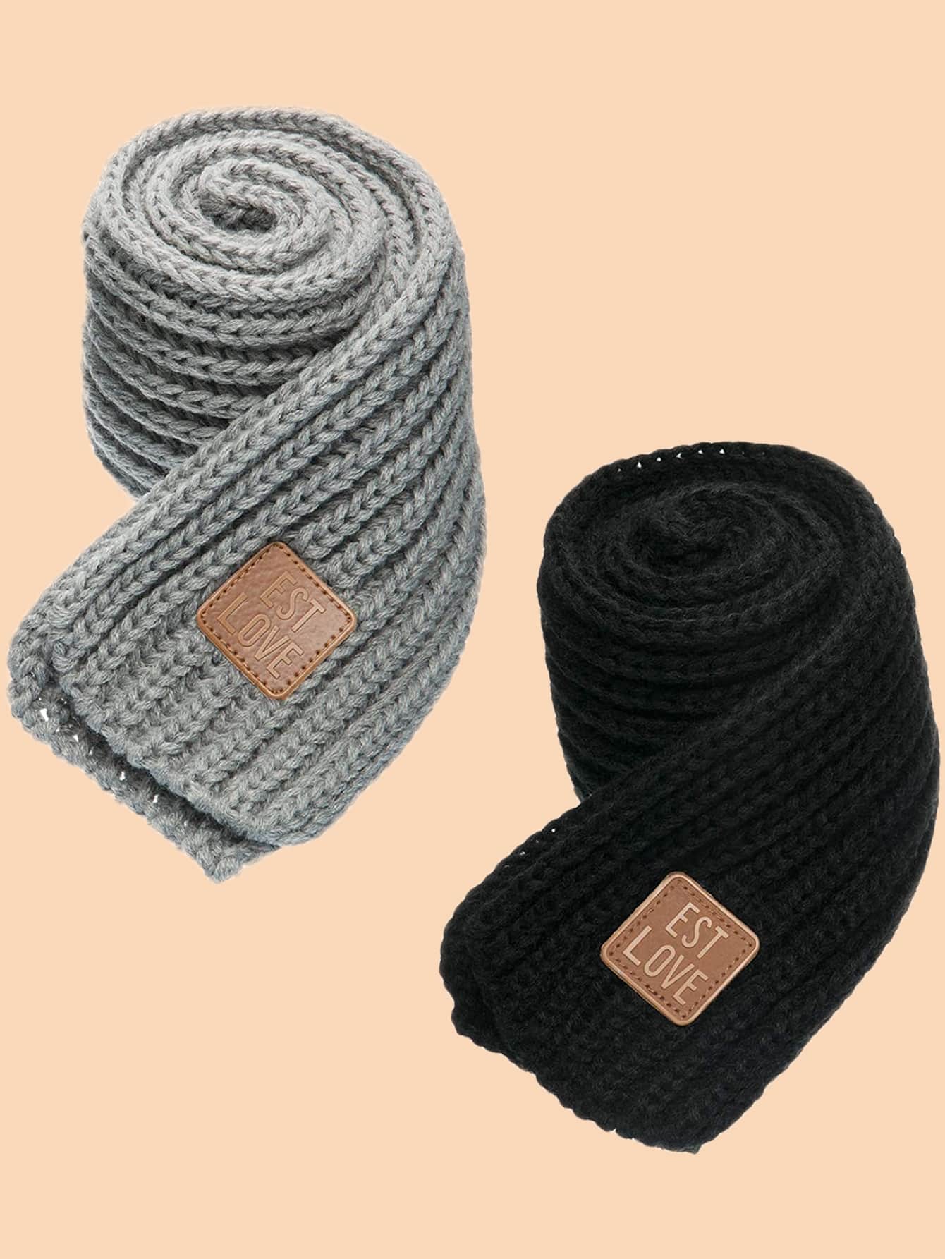 2pcs Toddler Kids Knit Scarf - Multicolor - View 2