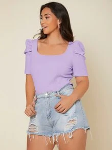 Firerie Tshirty Rozmiar Plus Prążkowana Dzianina Równy Elegancki