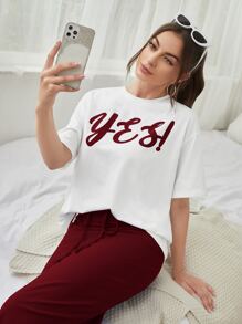 Mulvari Letter Graphic Tee & Split Hem Skirt - Multicolor - View 4
