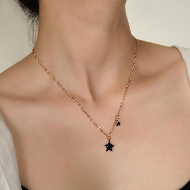 

Star Pendant Necklace, Black