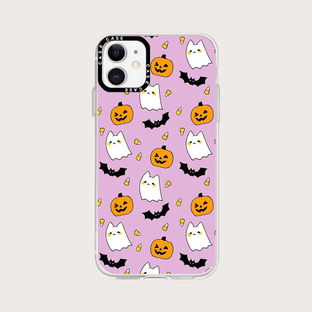 

Halloween Cartoon Graphic Phone Case, Multicolor