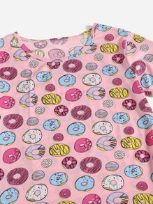 Conjunto de pijama con estampado de dónut con máscara de ojo - Multicolor - Ver 4