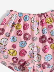 Conjunto de pijama con estampado de dónut con máscara de ojo - Multicolor - Ver 5