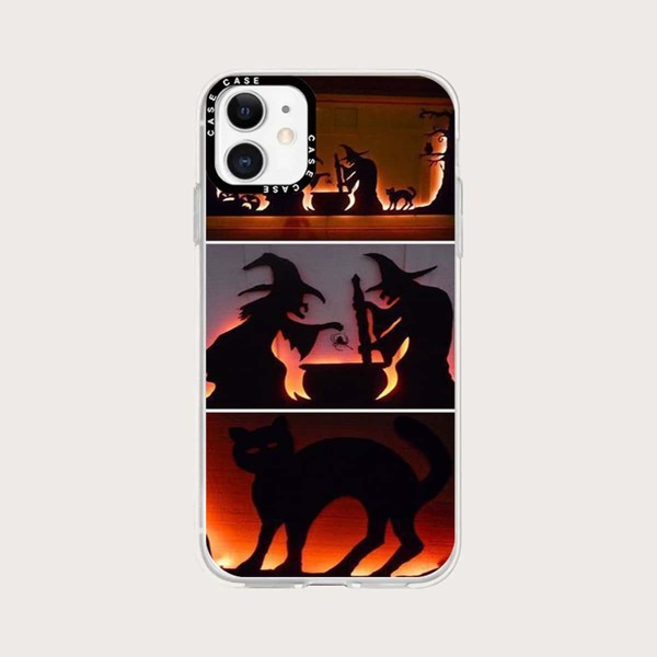 

Halloween Cartoon Graphic Phone Case, Multicolor