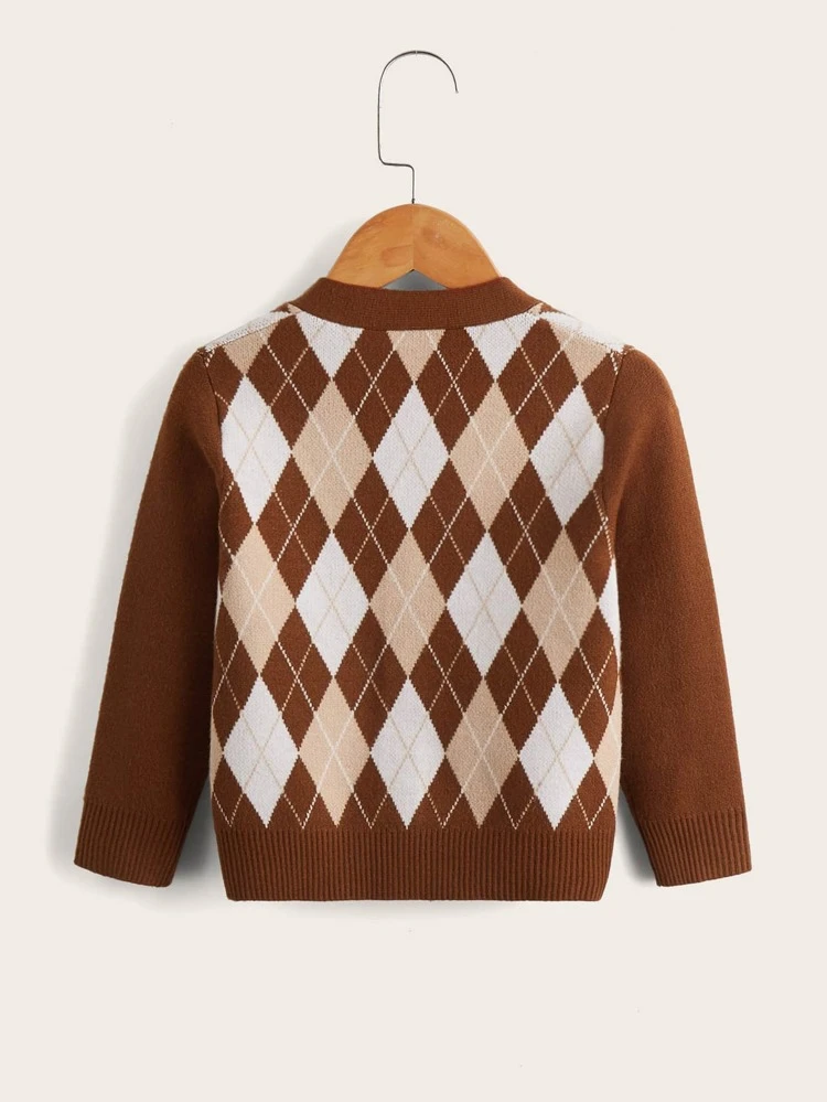 Toddler Girls Argyle Pattern Cardigan
