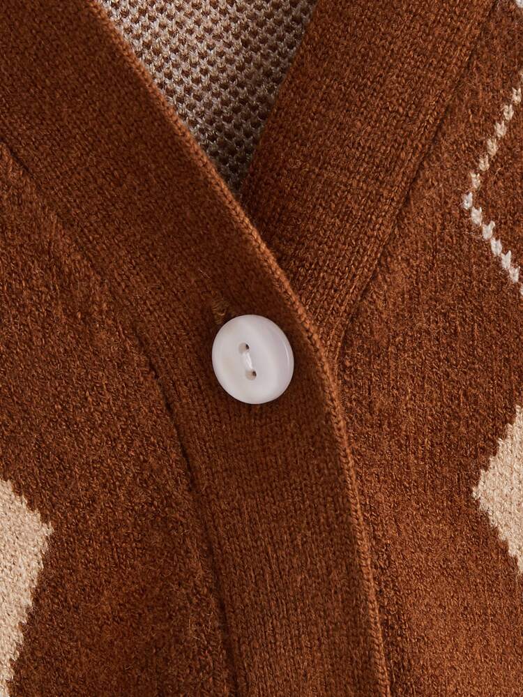 Toddler Girls Argyle Pattern Cardigan