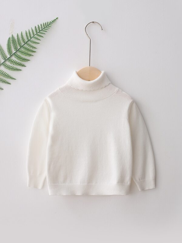 小女童高領素色套頭毛衣