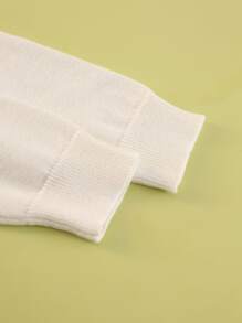 小女童高領素色套頭毛衣 - 白色 - 查看 3