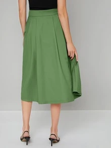 SHEIN Button Front Solid Skirt