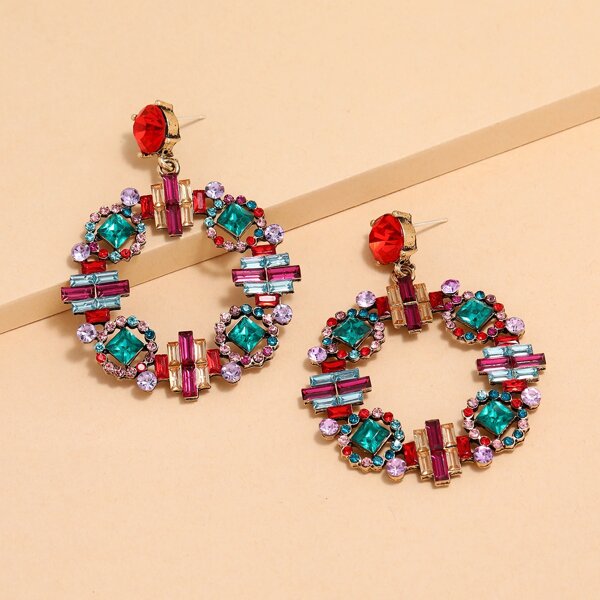 

Rhinestone Decor Drop Earrings, Multicolor