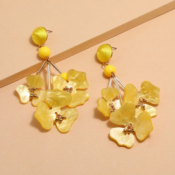 

Acrylic Flower Drop Earrings, Yellow