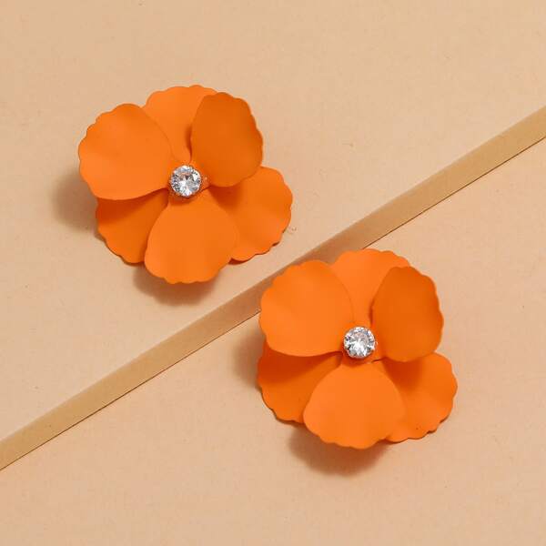 

Flower Design Earrings, Orange