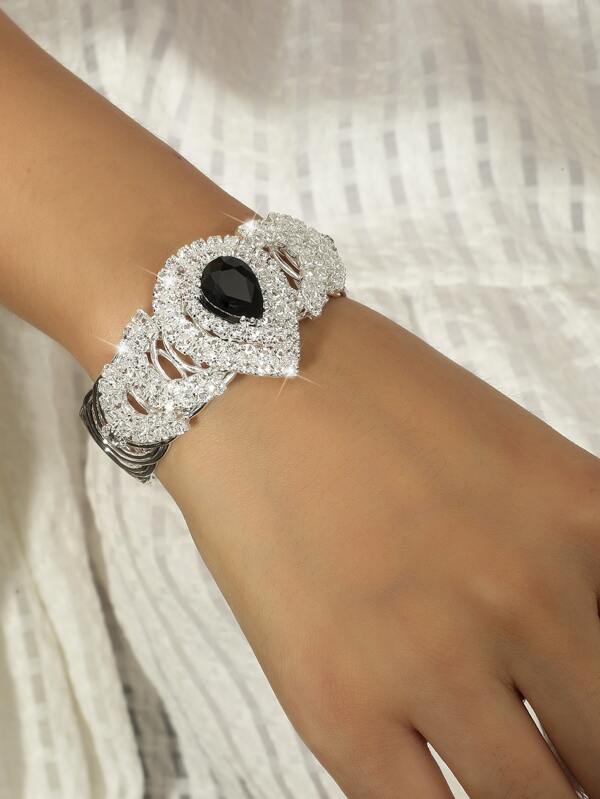 قطعة واحدة خلاب شكل مربع الماس الكامل زنبرك فتح سوار , للحفلة , حفل زواج , موضة زخارف