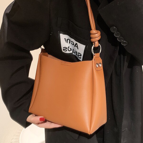

Minimalist Knot Decor Shoulder Bag, Brown
