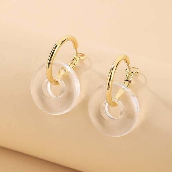 

Resin Ring Decor Earrings, Clear