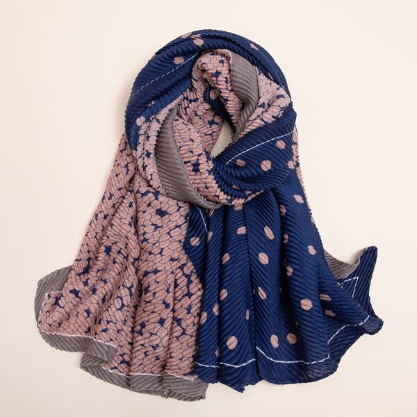 

Polka Dot Pleated Scarf, Multicolor
