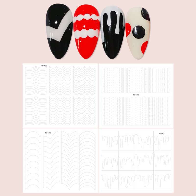 

6sheets Geometric Pattern Nail Art Sticker, White