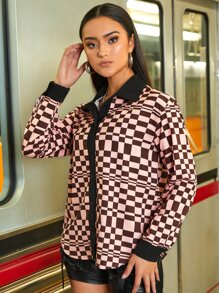 SHEIN Unity Geo Print Button Front Shirt - Multicolor - View 1