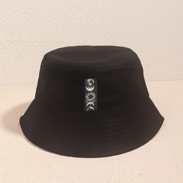

Sun & Moon Print Bucket Hat, Black