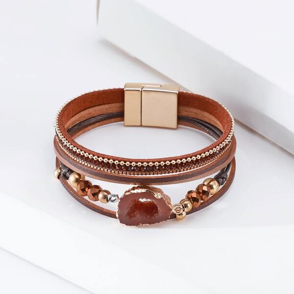 

Rhinestone Detail Layered Bracelet, Multicolor