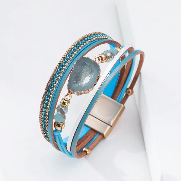 

Rhinestone Detail Layered Bracelet, Multicolor