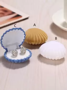 植绒贝壳珠宝盒，韩式独特耳环架，耳环盒，珠宝收纳盒，小饰品盒 - 彩色 - 查看 1