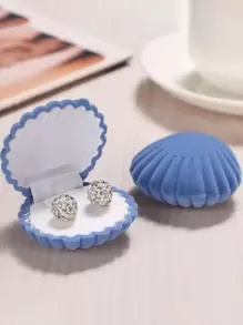 植绒贝壳珠宝盒，韩式独特耳环架，耳环盒，珠宝收纳盒，小饰品盒 - 彩色 - 查看 4