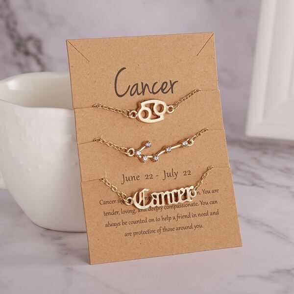 

3pcs Constellation Pattern Bracelet, Gold