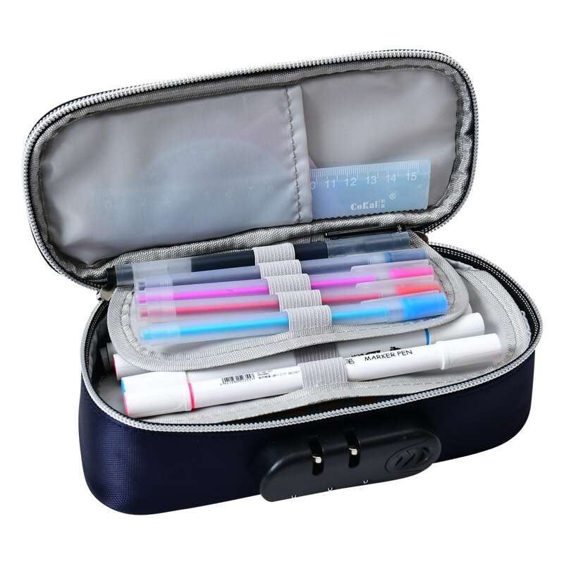 

1pc Pencil Bag With Password Lock, Blue