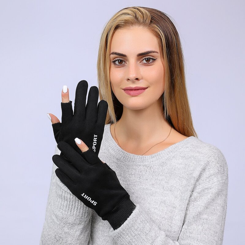 

Letter Graphic Gloves, Black
