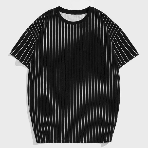 

Men Striped Lounge Top, Black