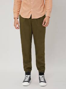 Manfinity Hombres Pantalones zanahoria unicolor con bolsillos oblicuos