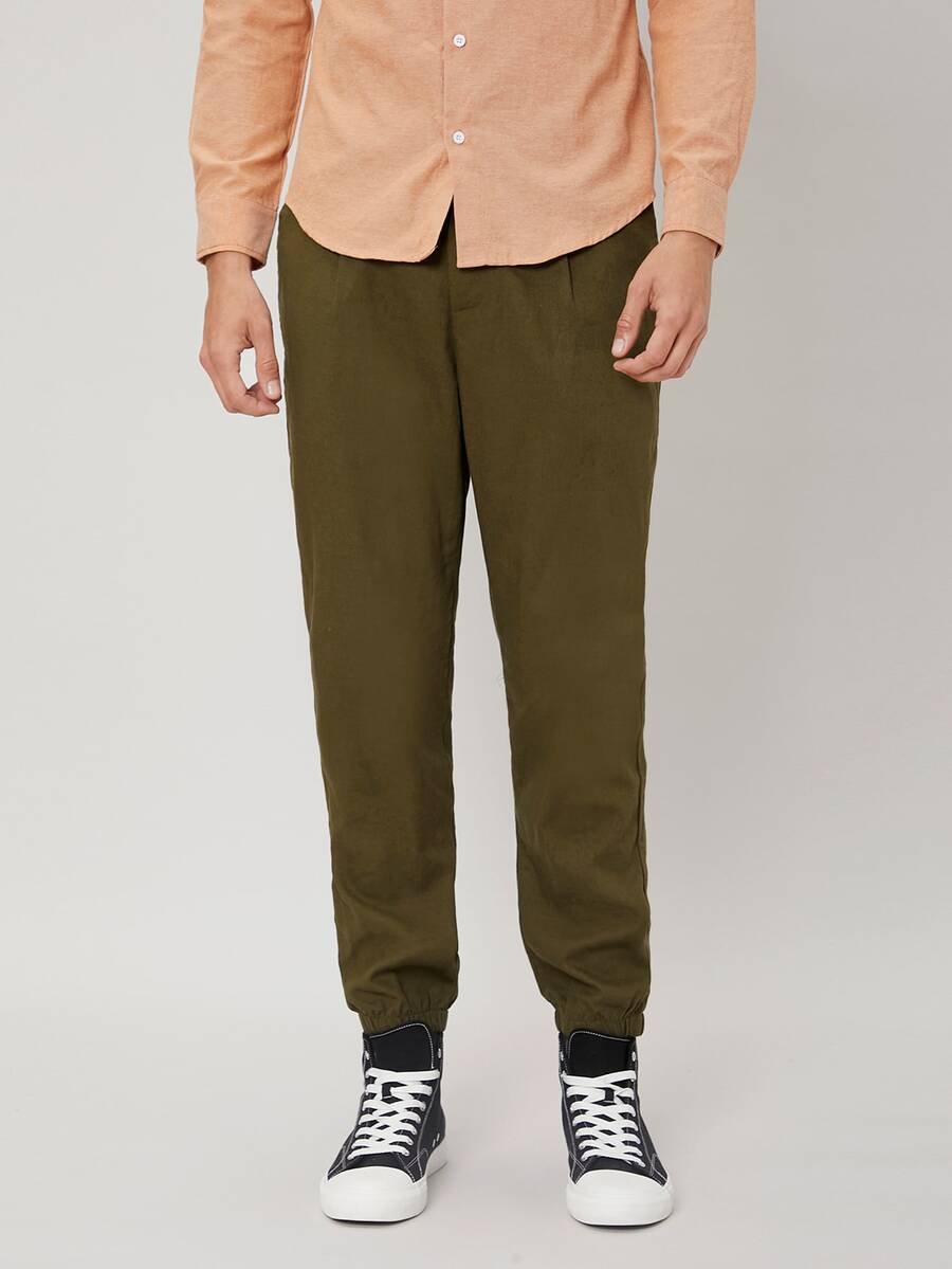 Manfinity Hombres Pantalones zanahoria unicolor con bolsillos oblicuos
