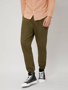 Manfinity Hombres Pantalones zanahoria unicolor con bolsillos oblicuos