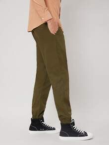 Manfinity Hombres Pantalones zanahoria unicolor con bolsillos oblicuos