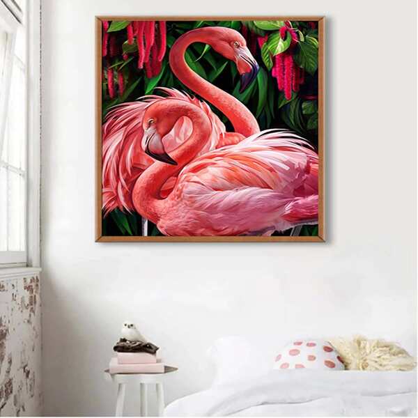 

Flamingo Print DIY Diamond Unframed Painting, Multicolor