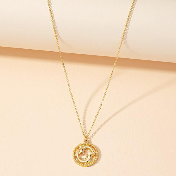 

Pisces Pattern Charm Necklace, Gold