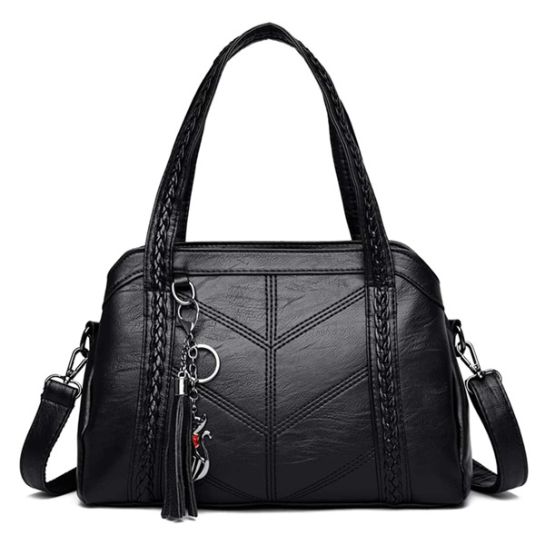 

Minimalist Braided Design Shoulder Tote Bag, Black