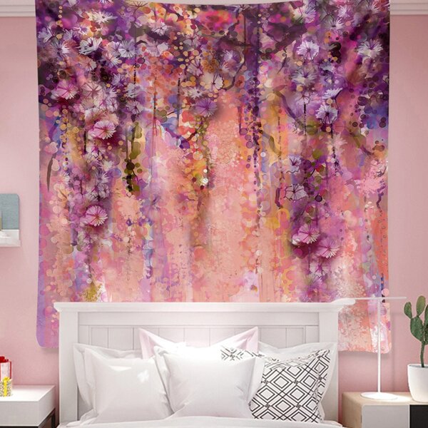 

Flower Print Tapestry With Bag, Multicolor