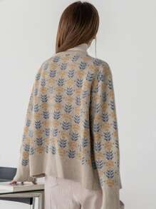 DAZY Flower Pattern Drop Shoulder Cardigan - Multicolor - View 2