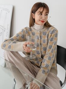 DAZY Flower Pattern Drop Shoulder Cardigan - Multicolor - View 3