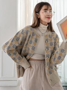 DAZY Flower Pattern Drop Shoulder Cardigan - Multicolor - View 7